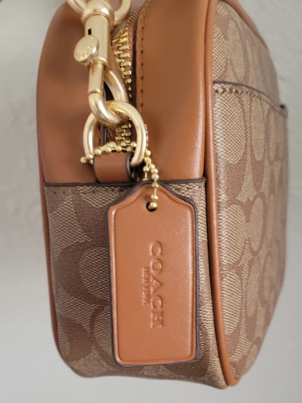 Fashion Beige Signature Canvas Crossbody with Villain Patch Accents